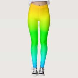 Gul Grön Blå Gradient Livlig Ombre Atletisk  Leggings
