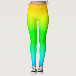 Gul Grön Blå Gradient Livlig Ombre Atletisk Leggings