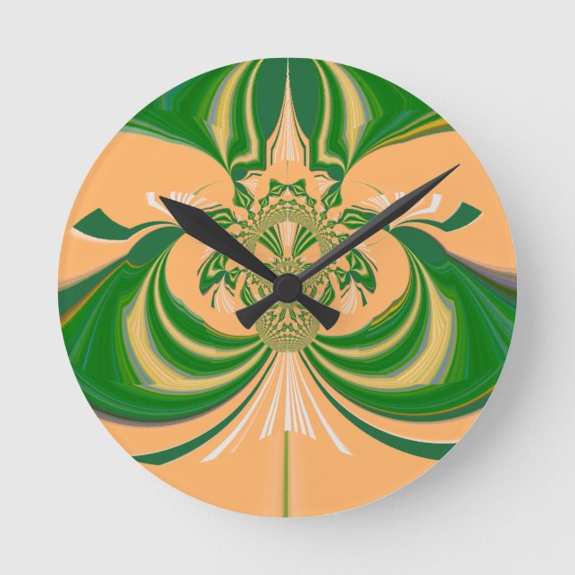 Gul Grön Design. Rund Klocka (Framsida)