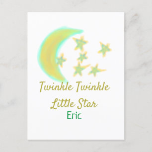 Gul grön gläns Twinkle Little Star lägg till namn Vykort