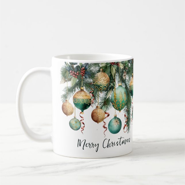 Gul Grön Julpynt Kaffemugg (Vänster)