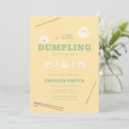 Gul Grön Kawaii Bao Dumplings Baby Shower  Inbjudningar