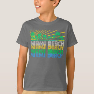 Gul grön Retro Miami Beach Florida T-tröja T Shirt