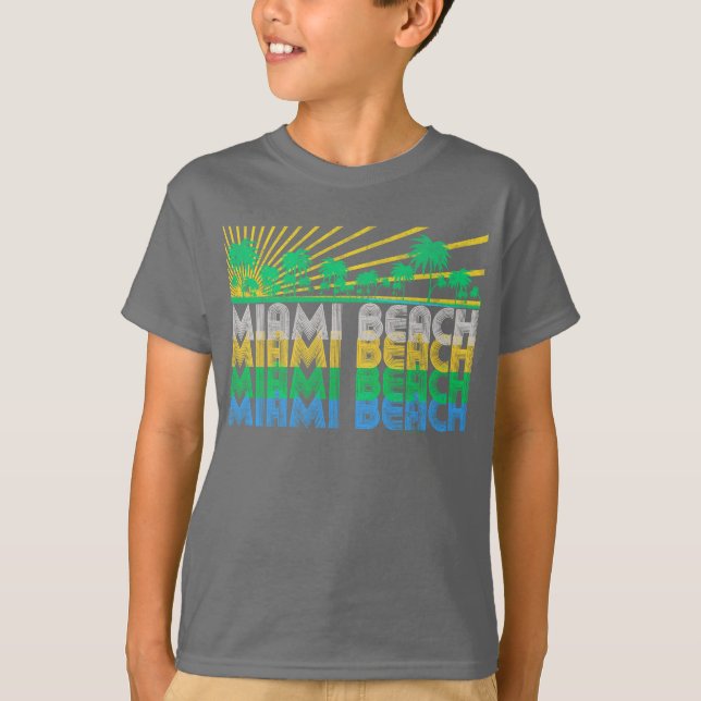 Gul grön Retro Miami Beach Florida T-tröja T Shirt (Framsida)