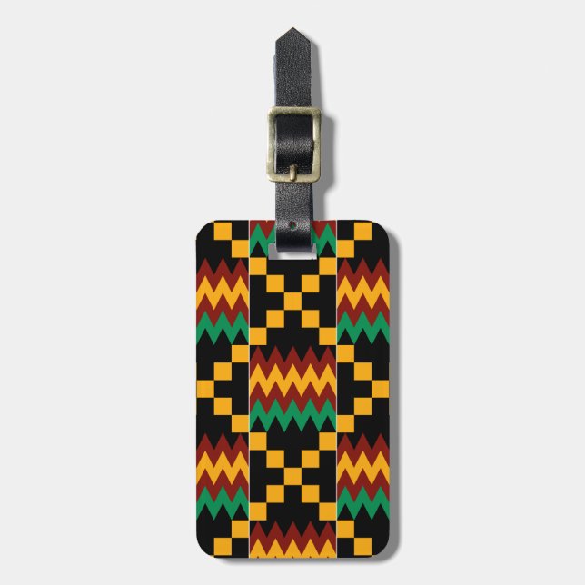 Gul, grön, röd, svart Kente-tyg Bagagebricka (Vertikal Framsida)
