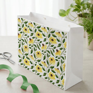 Gul Grön Solros Vildblomma Akvarell