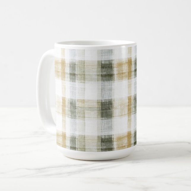 Gul Grön Vit Karotröja Ränder Kaffemugg (Framsida vänster)