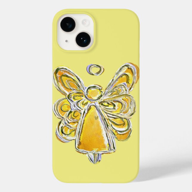 Gul Guardian Angel Konst Anpassad iPhone-fodral (Baksida)