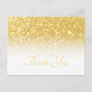 Gul Guld Bokeh Glitter Vit Ombre Tack Vykort