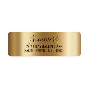 gul guld Borstat Metall Script  Adress Returadress Etikett