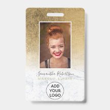 Gul guld folie marmor logotyp anställd fotoidentit