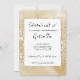 Gul Guld Glittrig Glitter Inbjudan