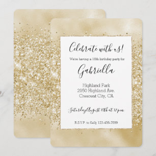 Gul Guld Glittrig Glitter Inbjudan