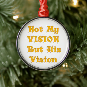 Gul Guld "Inte Min Vision Utan Hans Vision"   Ins Julgransprydnad Metall