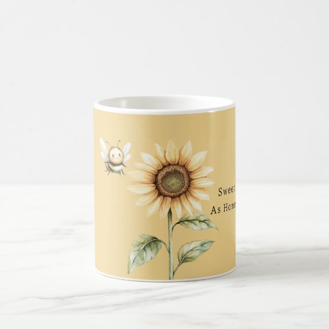 Gul guld söt som honung solrosbi kaffemugg (Center)
