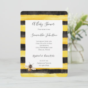 Gul Guld Svarta Ränder Honey Bee Bebis Bebis Showe Inbjudningar