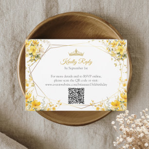 Gul Guld Tiara Blommiga Fjärilar Quinceañera OSA Kort