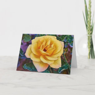 Gul guldrosblomma konst brevkort kort