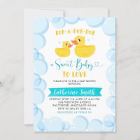 Gul gummianka skumbad baby shower inbjudan