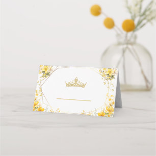 Gul gyllene blomkrans tiara fjäril Quinceañera Placeringskort