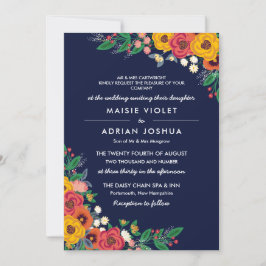 Gul gyllene marin boho blommig föräldrahotell inbjudningar