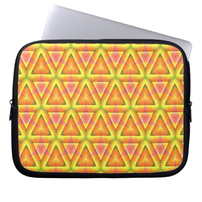 Gul gyllene triangelmönster laptop fodral (Framsidan)