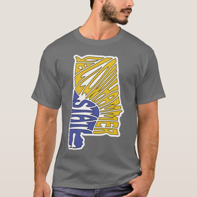 Gul hammare stat Alabama T Shirt (Framsida)