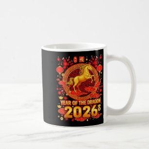 Gul häst kinesiskt nyår 2026 drakzodiak W Kaffemugg