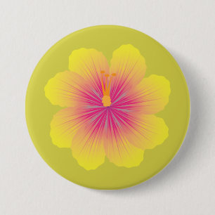 Gul Hibiskus Illustration Knapp