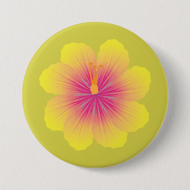 Gul Hibiskus Illustration Knapp (Framsida)