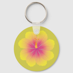 Gul Hibiskus_Illustration Nyckelring