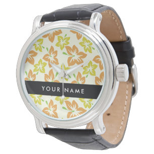 Gul Hibiskus, Orange Hibiskus, Ditt Namn Armbandsur