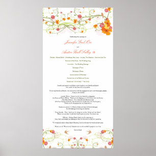 Gul Hibiskus & Svalors Blommiga Bröllopsprogram Poster
