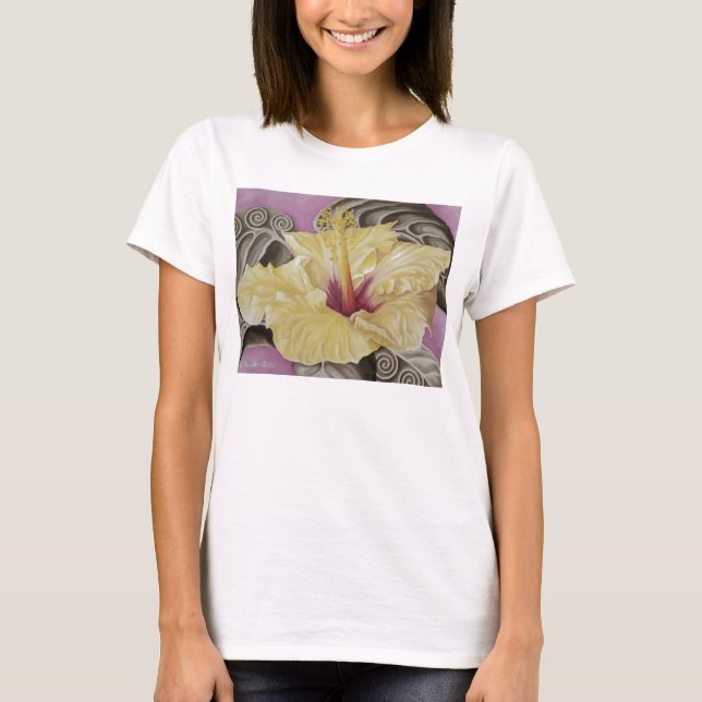 Gul hibiskus tee shirt (Framsida)