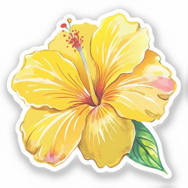Gul Hibiskusblomma Klistermärken (Framsida)
