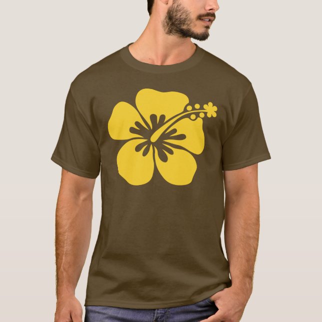gul hibiskusblomma tee shirt (Framsida)