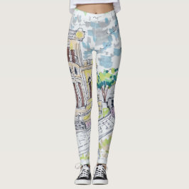 Gul historisk villa leggings
