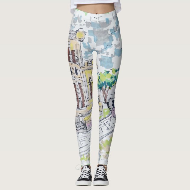 Gul historisk villa leggings (Framsida)