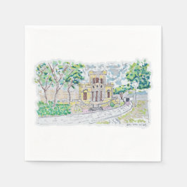 Gul historisk villa pappersservett