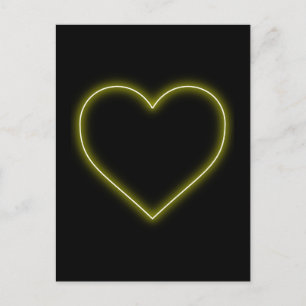 Gul hjärta för neon - kärlekvalentines helg vykort