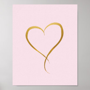 Gul hjärta på rosa bakgrund - konsttryck poster