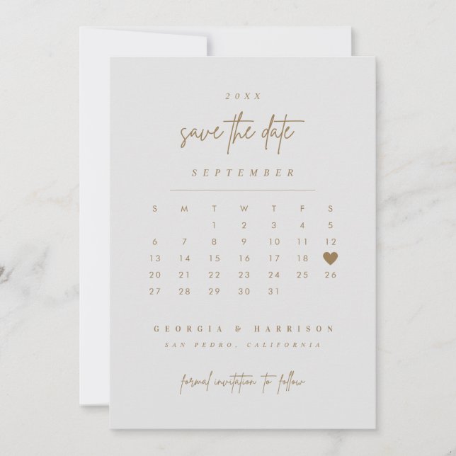 Gul hjärta Spara datum-kalender fotokort Datumet (Framsida)
