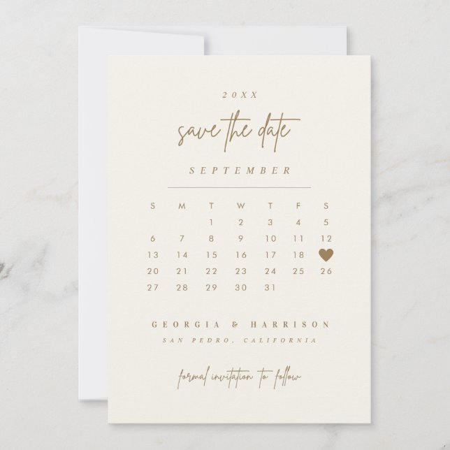 Gul hjärta Spara datum-kalender fotokort Datumet (Framsida)