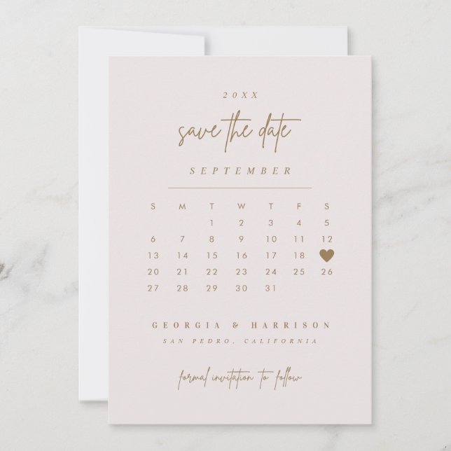 Gul hjärta Spara datum-kalender fotokort Datumet (Framsida)
