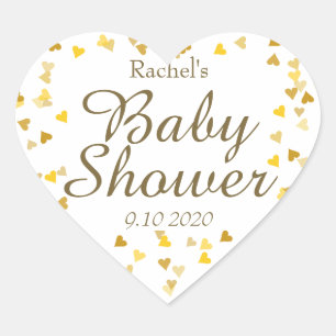 Gul hjärtan Baby Shower Förmån Hjärtformat Klistermärke