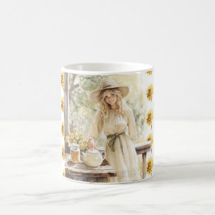 Gul Honung Blond Kvinnlig Blommig Kaffemugg