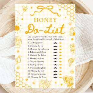 Gul honungsbi Honey Do List Bröllopsduschspel Inbjudningar