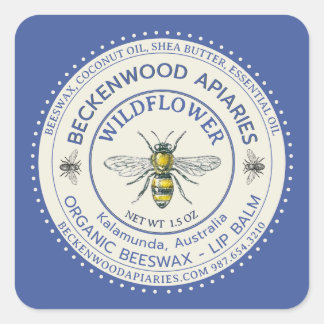 Gul honungsbi LÄPPBALKS Etikett Biodlare Blå    