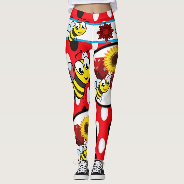 gul humla röda leggings lång tonåring (Framsida)