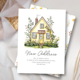 Gul hus vild blomster | Ny hemadress Anteckningskort